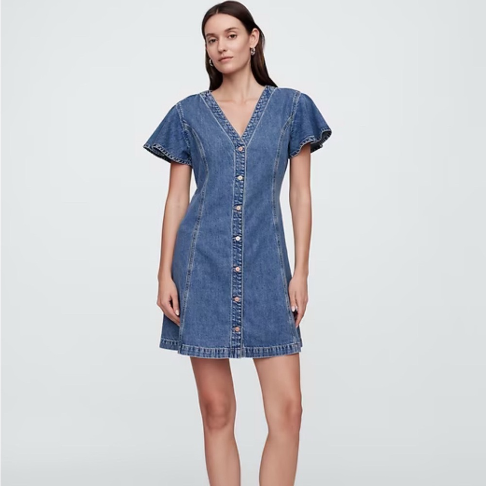 GAP Denim Flutter Sleeve Mini Dress. NWT. Size XL